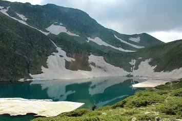 Stunning view of The Eye Lake in Rila Mountain