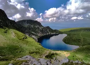 Panoramic view of the Kidney Lake in Rila Mountain